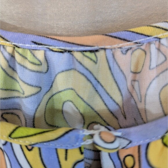 Groovy 60s 70s Multicolored Psychedelic Paisley Long Sleeve Tunic XL Hippie - Picture 3 of 12